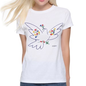 Pablo Picasso Dove of Peace T-Shirt, 100% Cotton Tee, Men&#39;s Women&#39;s All Sizes (ISK-902651)