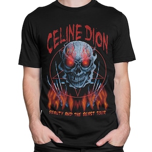 T-shirt en métal de la tournée La Belle et la Bête Céline Dion, hommes femmes toutes les tailles (pfa-119)