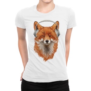 Fox With Headphones T-Shirt, Men&#39;s Women&#39;s All Sizes (FOX-336213)