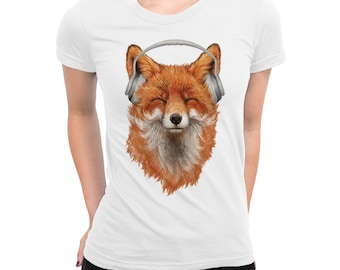 Fox With Headphones T-Shirt, Men&#39;s Women&#39;s All Sizes (FOX-336213)