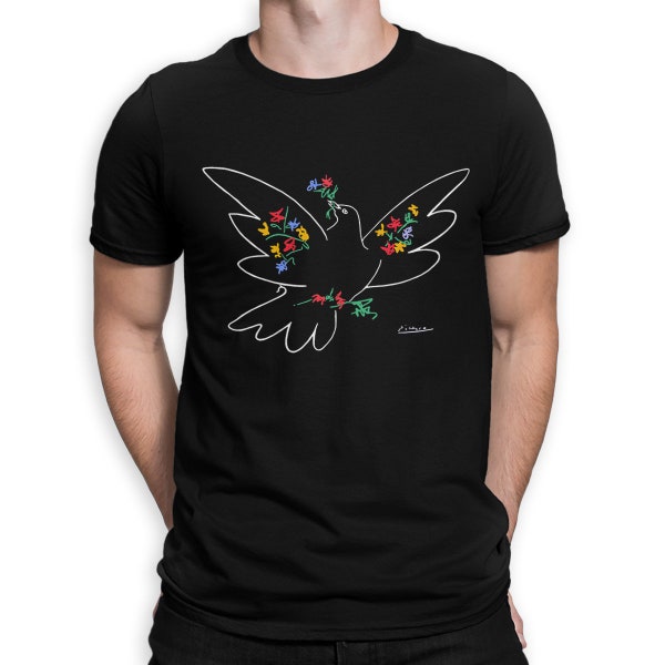 Pablo Picasso Dove of Peace T-Shirt, 100% Cotton Tee, Men's Women's All Sizes (ISK-902651)