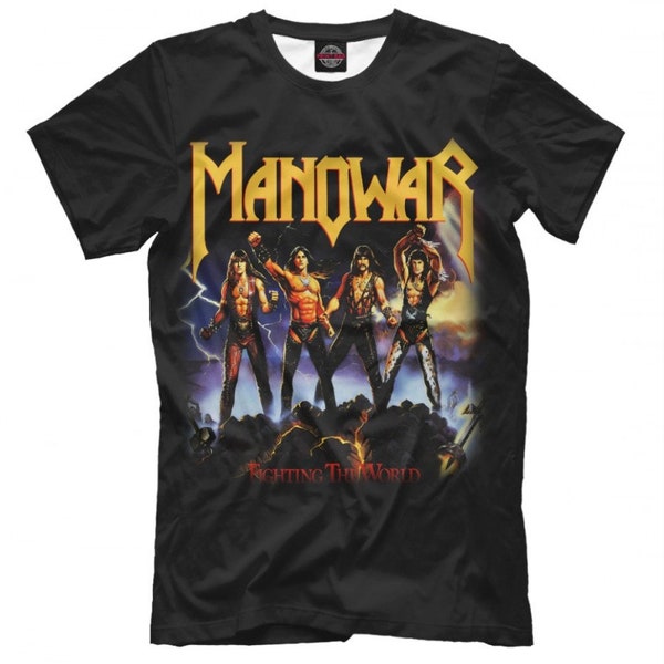 Manowar Fighting The World T-Shirt, Herren Damen alle Größen (pfa-112)