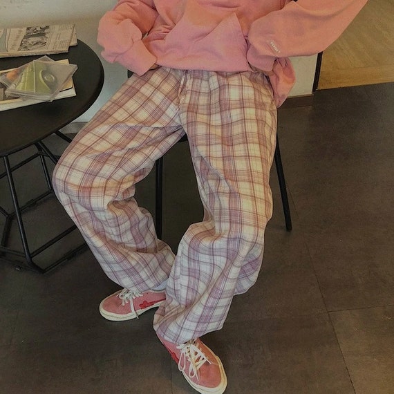 Vintage Pink Plaid Pants | Etsy Australia