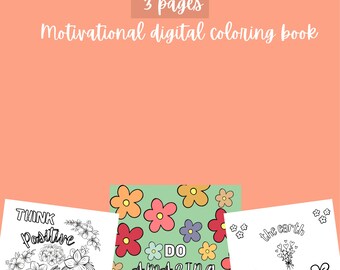 Flower Power Digital Coloring Book, Printable Coloring Pages, Procreate, Coloring, Digital Coloring, Flowers, Motivational, Workbook