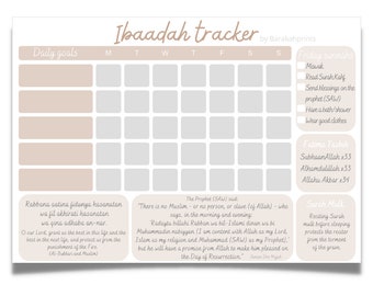 Ibaadah tracker whiteboard wall hanging plaque. home gift. ramadan kids Islamic Notepad Daily planner Reminders Gift ideas Ramadhan Eid gift