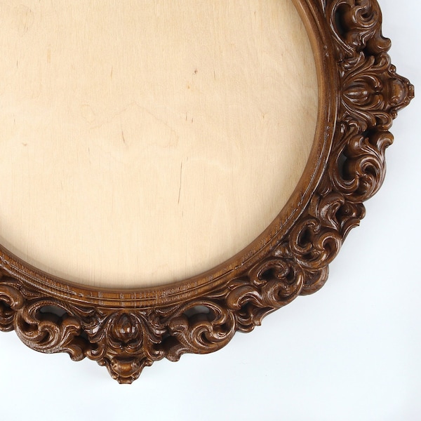 Carved wooden round frame / Mirror frame / Photo Frame / Custom Size
