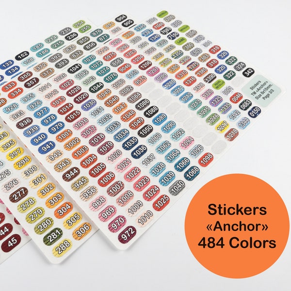 Anchor Stranded Cotton Floss Vinyl Stickers. 8*14mm. 484 colors