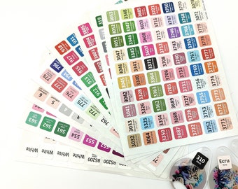 DMC Floss Vinyl Stickers 16x16mm / Vinyl Labels DMC floss or diamond painting / Color Round Stickers