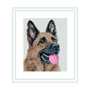 German Shepherd cross stitch pattern Digital format - PDF, German Sheperd portrait cross stitch pattern, Dog Cross stitch pattern