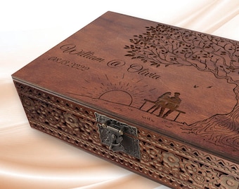 Personalized Memory, Wooden, Gift for boyfriend, Girlfriend, Engagement gifts for Him, Her, Keepsake Box - Easter gifts, Couples