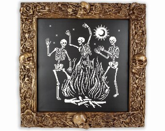 Gothic Skull and Roses Square Frame / Mirror frame / Photo Frame / Custom Size