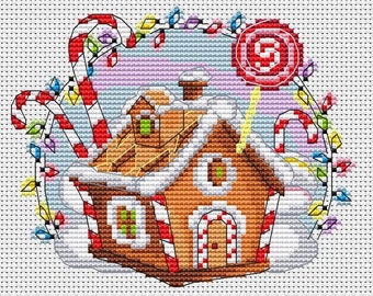 Gingerbread house Christmas Cross Stitch Pattern  Embroidery Home Stitching