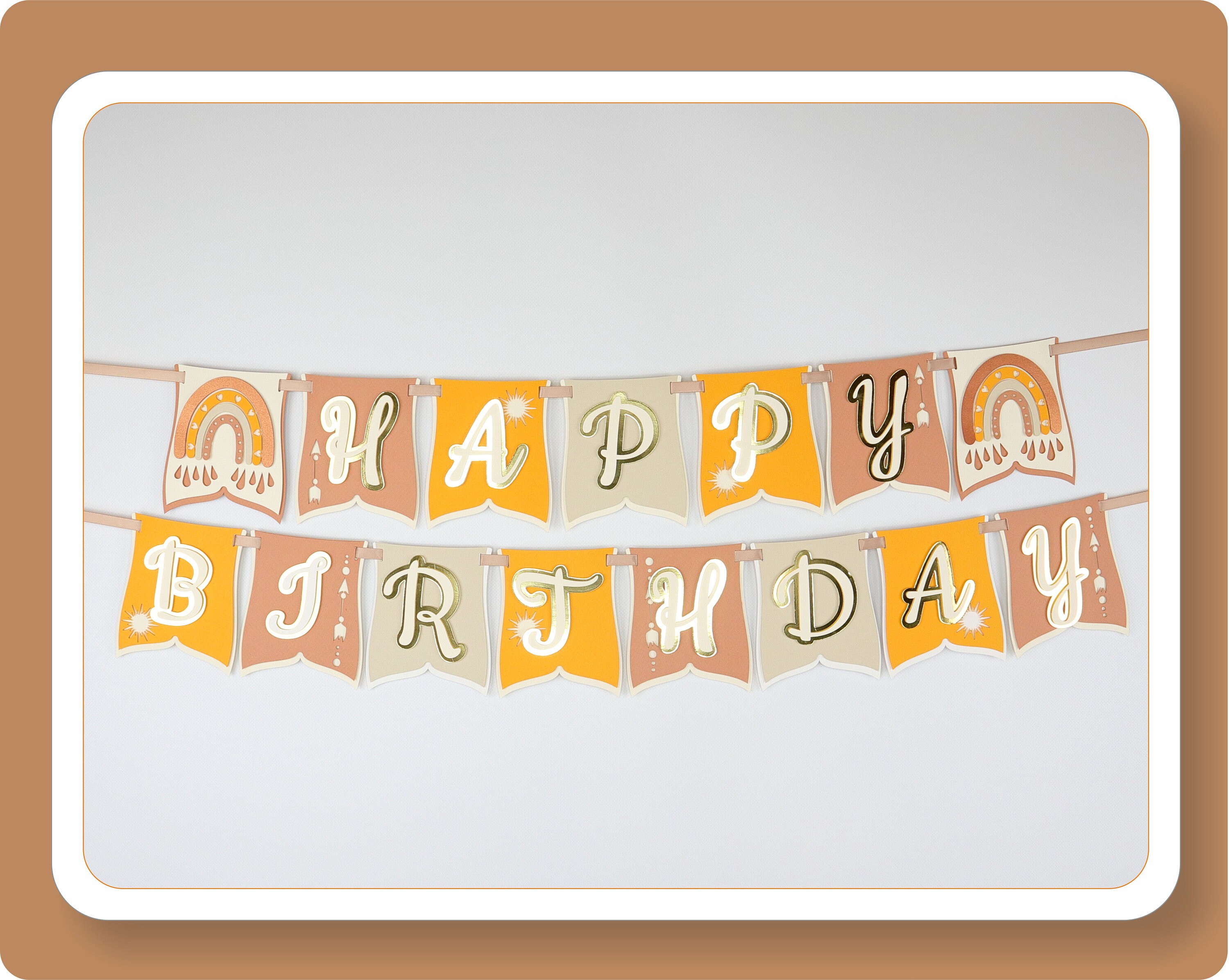 Boho Rainbow Happy Birthday Banner Personalized Name Banner Etsy 