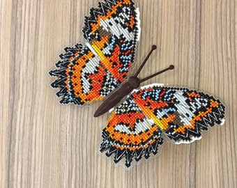 Cross embroidery set / Butterfly "Cethosia Hypsea Hypsina" / Gift for the embroiderer