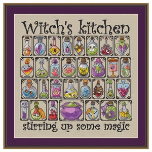 Halloween Advent  Calendar  Witch's kitchen Cross Stitch Pattern PDF