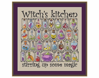 Halloween Advent  Calendar  Witch's kitchen Cross Stitch Pattern PDF