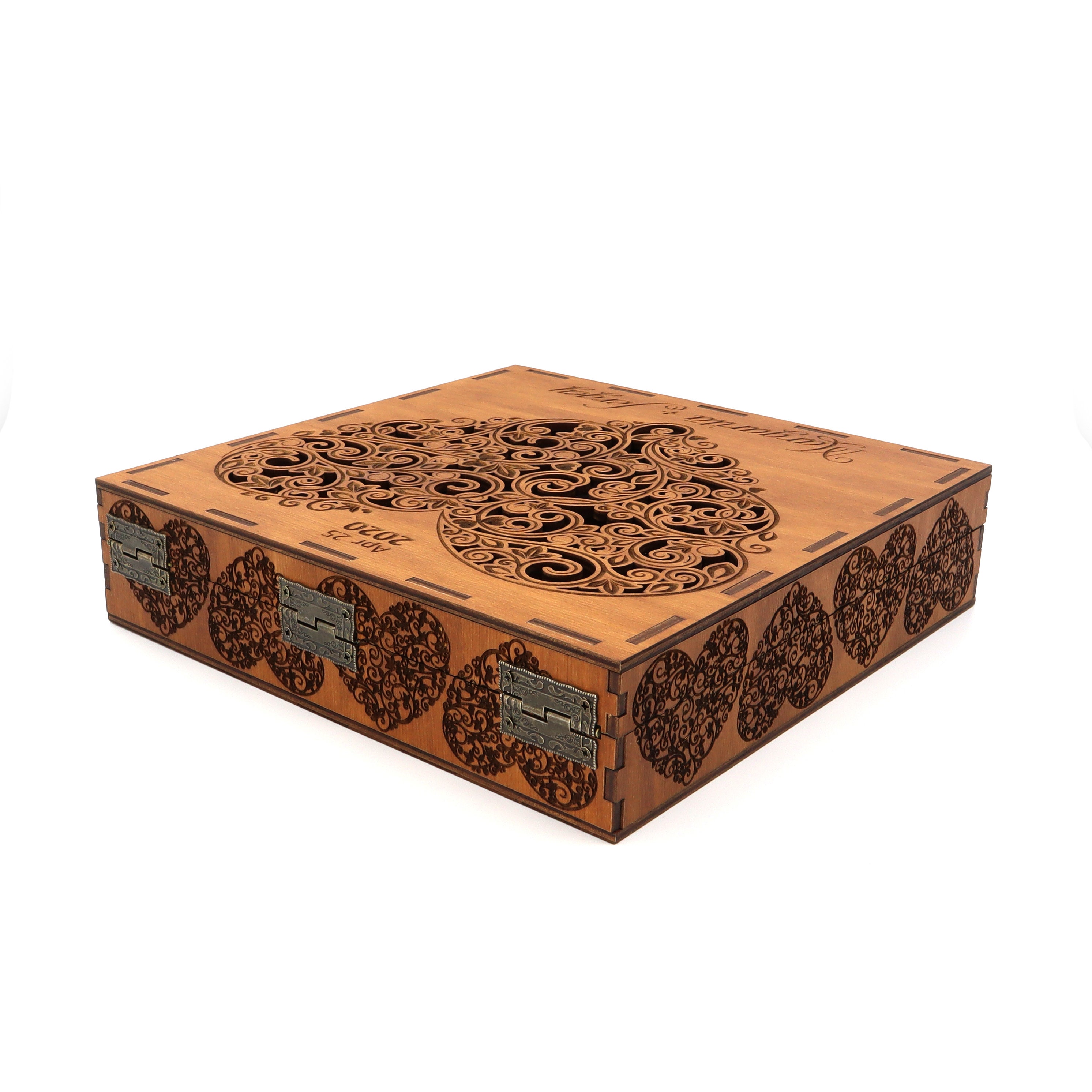 Grande Scatola Portagioie In Legno Di Acacia Con Coperchio – Baule Decorativo Per Ricordi, Gioielli E Oggetti Speciali – Regalo Perfetto Per Anniversari E Compleanni – 32,5 Cm
