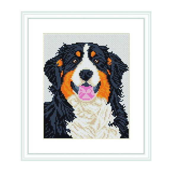 Bernese mountain dog cross stitch pattern Digital format - PDF, Berner Sennenhund cross stitch pattern, Pet portrait cross stitch pattern