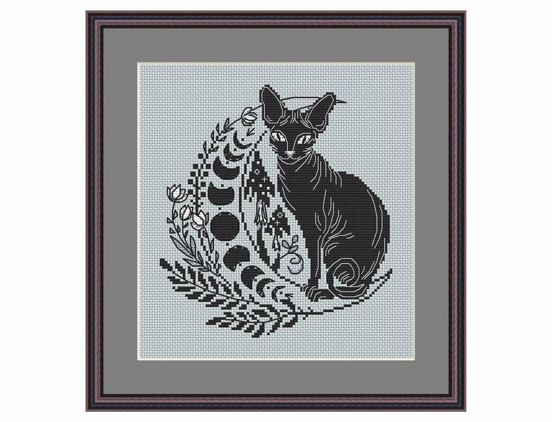 Moon Cat Mystic Cross Stitch Pattern PDF - Etsy