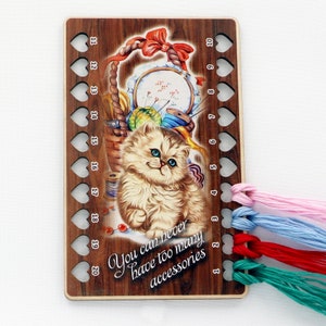 Embroidery Floss or Thread Organizer. For 20 colors. Kitten