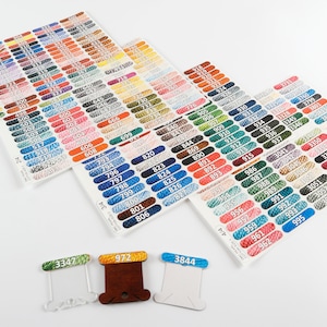 Pegatinas de vinilo DMC Pearl Cotton Floss. 8*39mm. Pegatinas de bobina de hilo dental. Organizar hilo dental DMC.