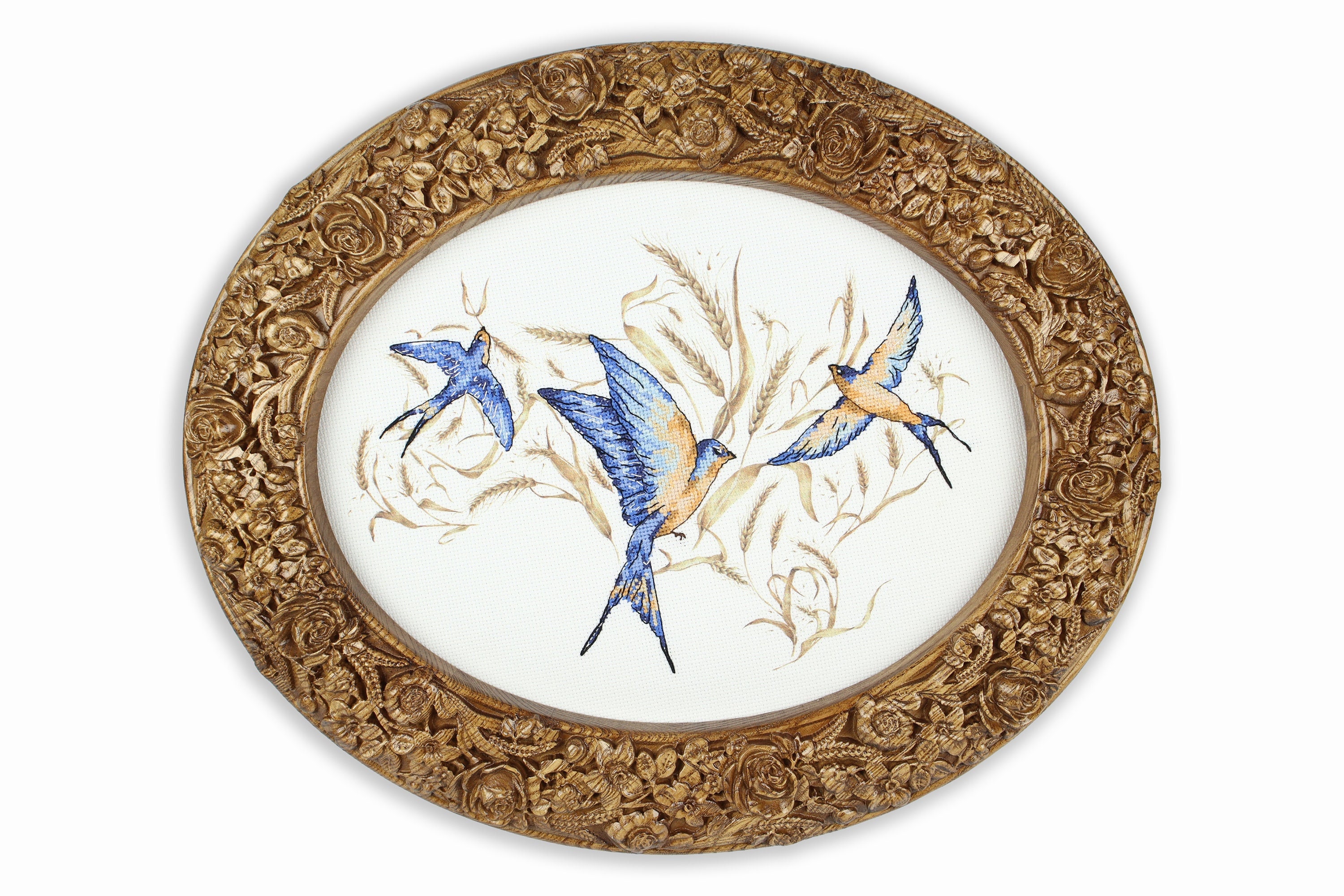 Ethnic carved wooden oval frame / Mirror frame / Photo
