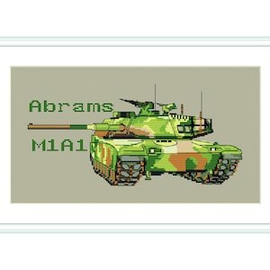 US Army tank cross stitch pattern  war machine M1A1 Abrams PDF pattern