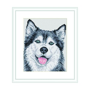 Padrão de ponto cruz fofo de Husky Siberiano / Retrato de cachorro / Download digital instantâneo, padrão PDF