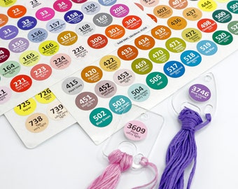 DMC Floss Round Vinyl Stickers. 18mm. Vinyl Labels DMC floss or diamond painting / Color Round Stickers