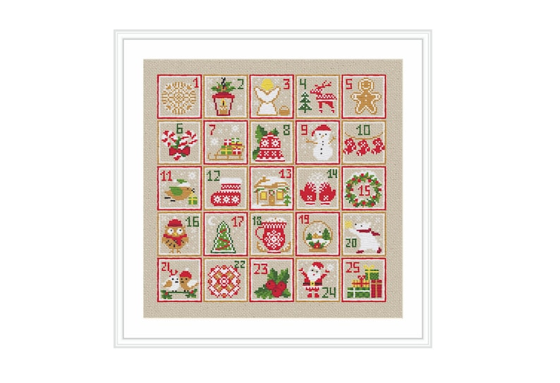 Advent Calendar / Christmas / Cross Stitch Pattern / Instant Etsy