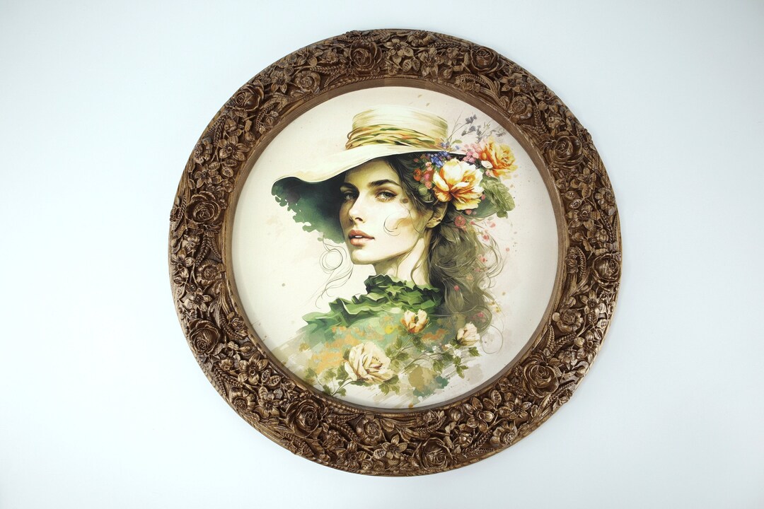 Ethnic Carved Wooden Round Frame / Mirror Frame / Photo Frame / Custom