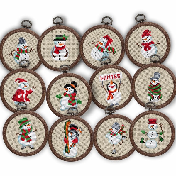 Snowmen cross stitch, Snowmen pattern,  christmas cross stitch,  Cross Stitch Pattern/Instant Digital Download, PDF Pattern