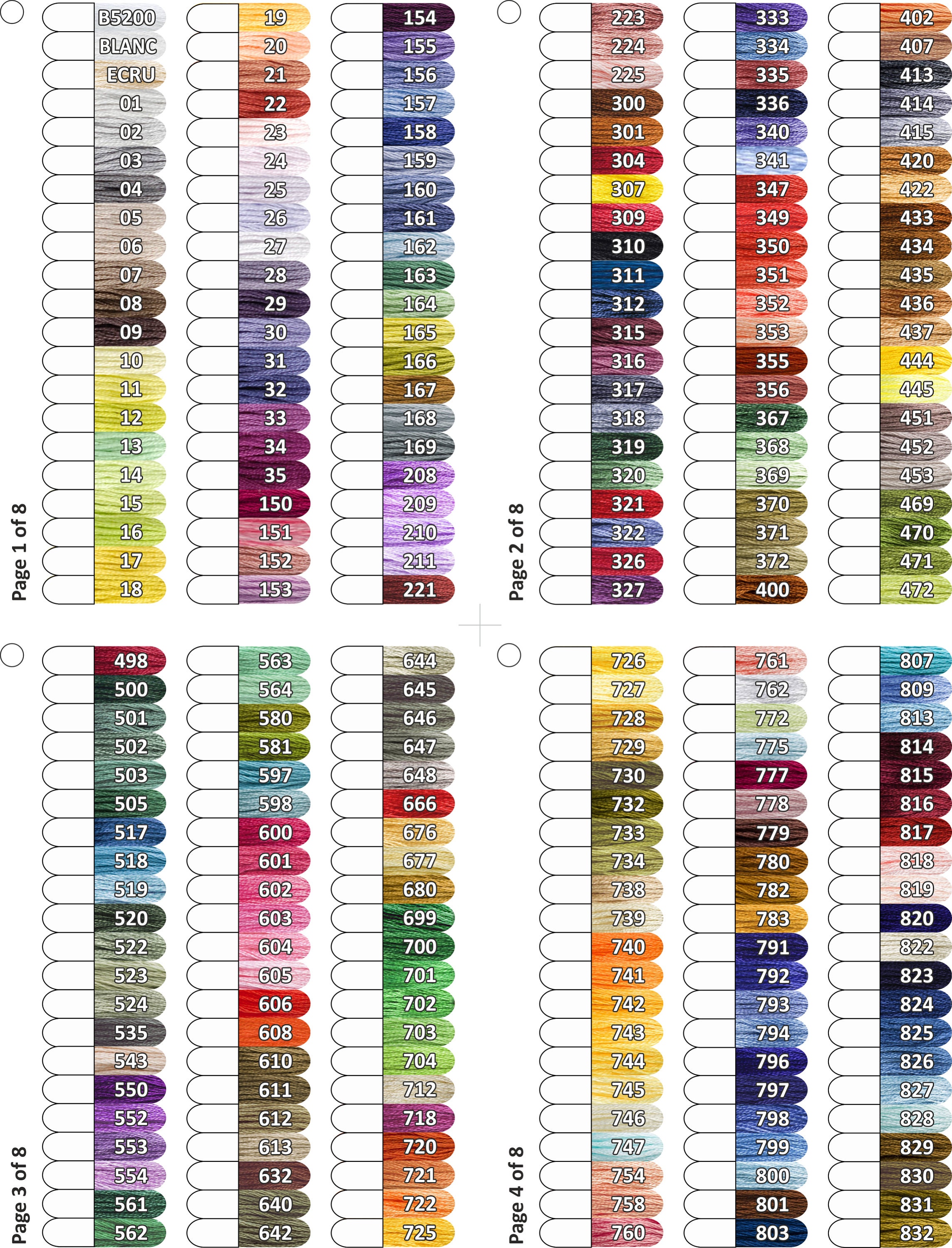 DMC Color Chart Floss Inventory Tracker digital PDF 