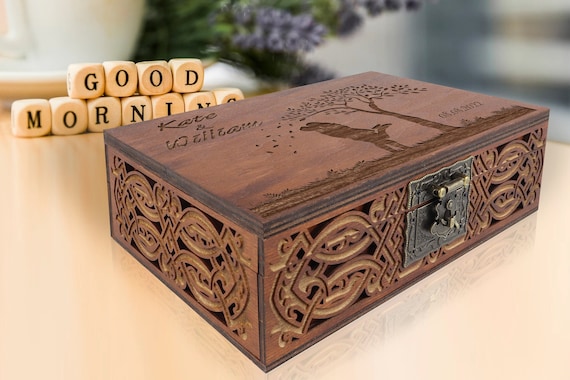 Personalized Memory, Wooden, Gift for boyfriend, Girlfriend, Engagement gifts for Him, Her, Keepsake Box - Easter gifts, Couples