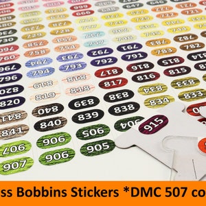 DMC Floss Vinyl Stickers. 14*19mm. Double Vinyl Stickers. DMC Floss Organize DMC Number 507 colors