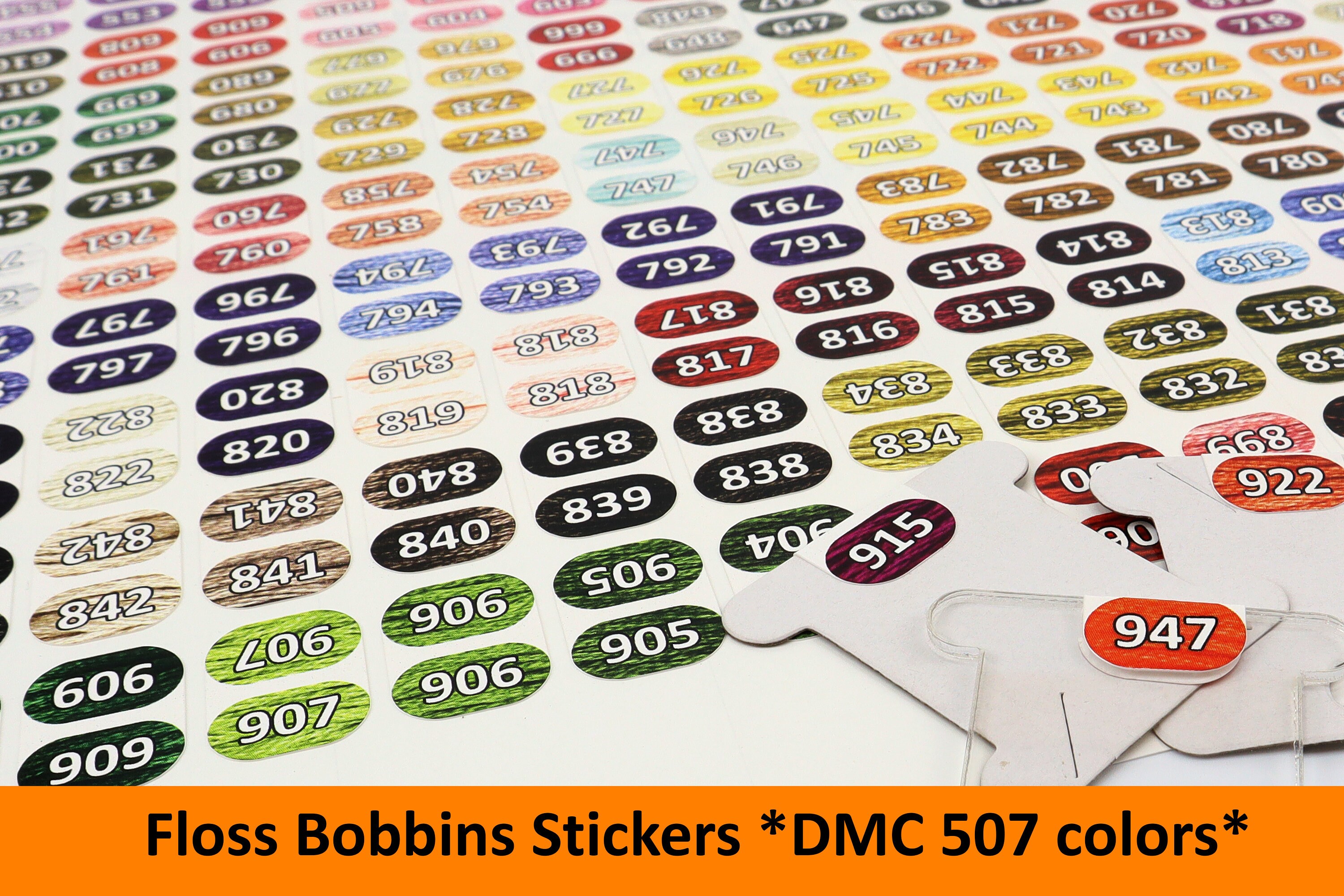 DMC Floss Vinyl Stickers. 14*19mm. Double Vinyl Stickers. DMC Floss Organize DMC Number 507 colors