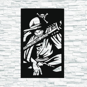 One Piece - Monkey D. Luffy | Disegno tagliato al laser | svg | pdf | cdr | dxf | adesivo da parete | silhouette | router di taglio CNC | vettore digitale