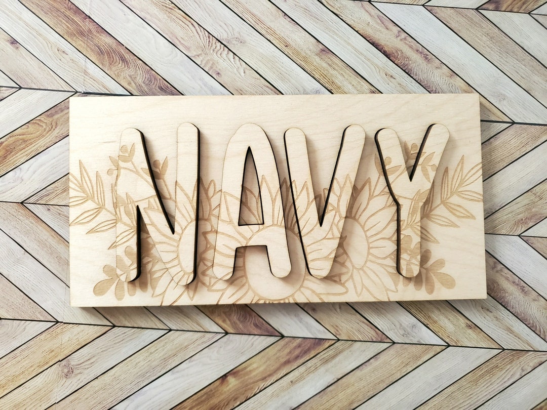 Nursery Name Puzzle SVG Laser Digital File Sunflower Puzzle Digital