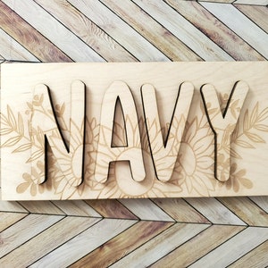 Nursery Name Puzzle SVG Laser Digitaal Bestand Zonnebloem Puzzel Digitaal Bestand SVG