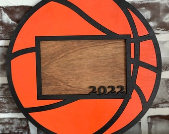 Basketball Picture Frame SVG Digital File || 4x6 inch Picture Frame || Laser File || Omtech || Gloweforge