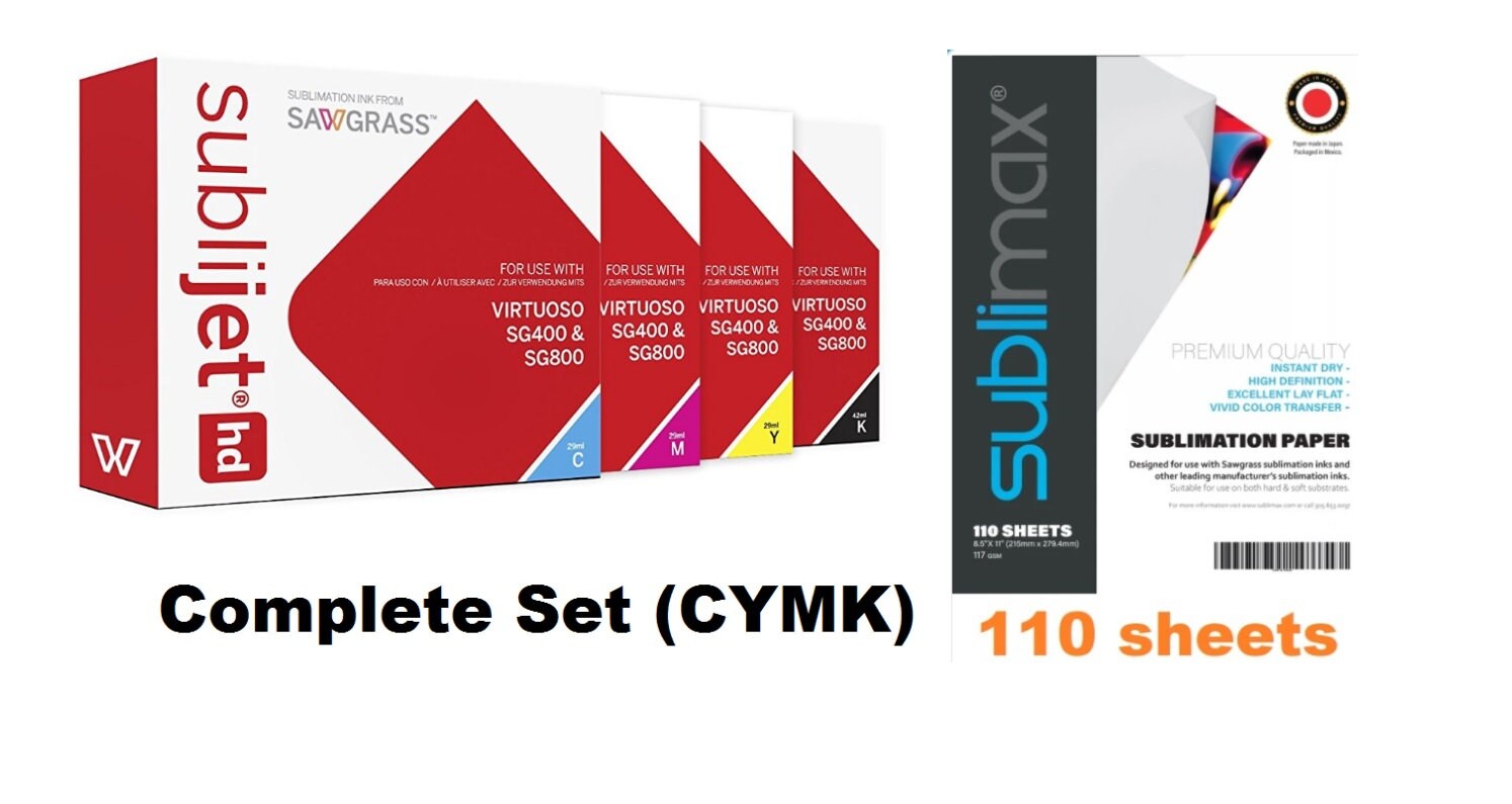 Sawgrass Sublijet HD Ink Cartridges For SG400/SG800 Printers - Complete CMYK Set With Sublimation Paper & Heat Tape Bundle - View #6