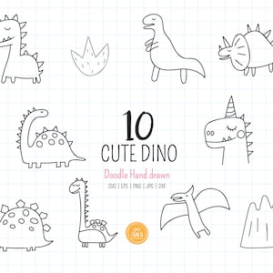 Cute Dinosaur Hand Drawn SVG, Animal Coloring for Kids Svg DXF PNG Eps ...