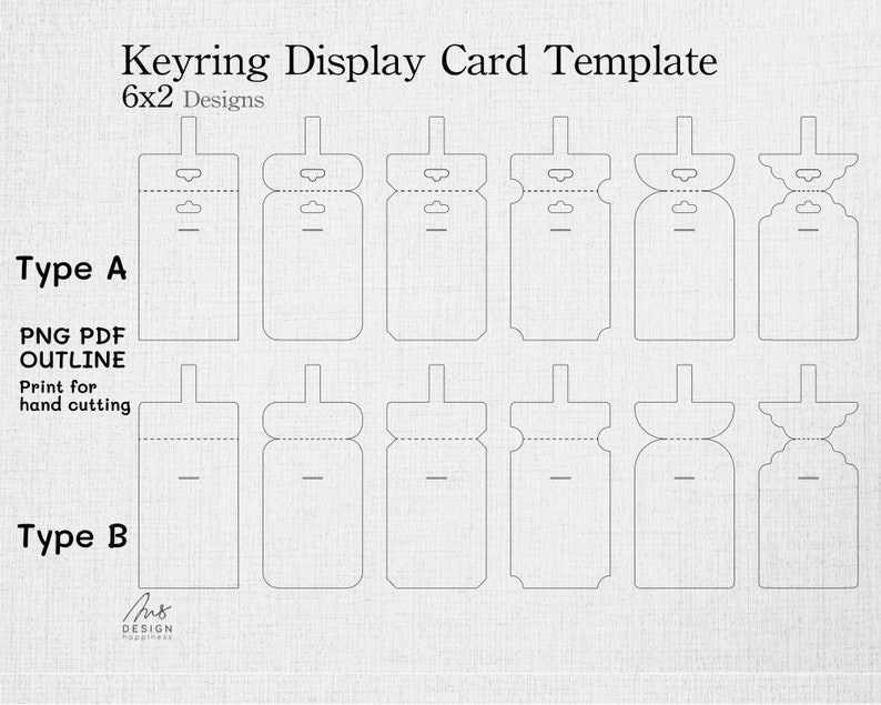 Keyring Display Card Holder Template SVG, 2x6 Designs Keychain Card 4x6 Inches SVG, DXF Cricut