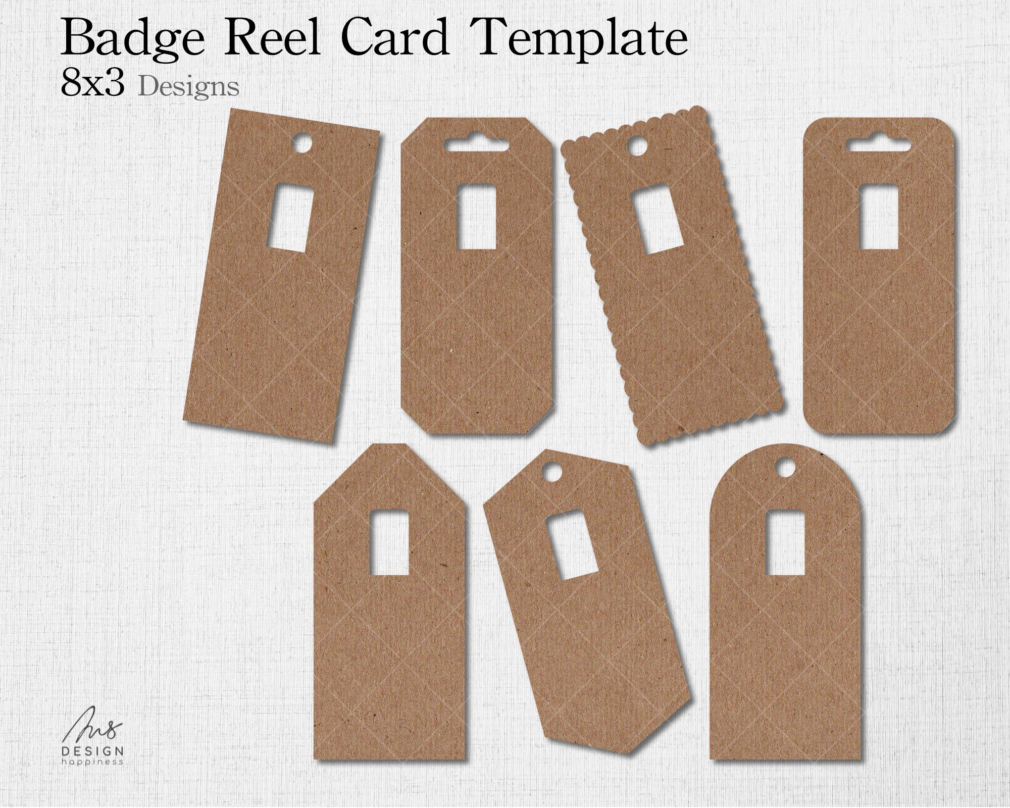 Badge Reel Display Card Template SVG, 8x3 Designs Badge Reel Display