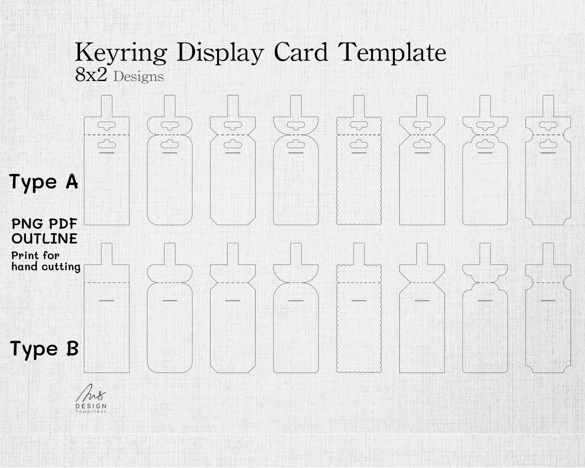 Keyring Display Card Holder Template SVG 2x8 Designs Keychain Etsy