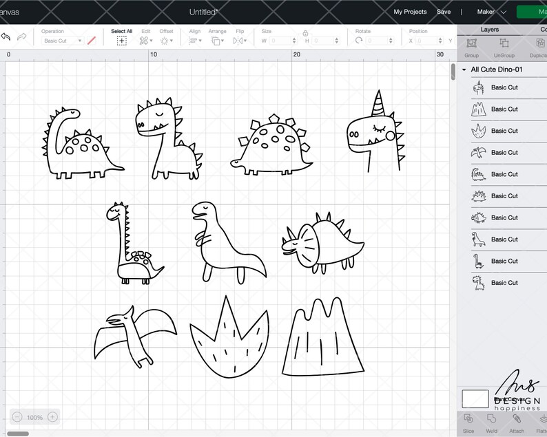 Cute Dinosaur Hand Drawn SVG, Animal Coloring for Kids Svg DXF PNG Eps ...
