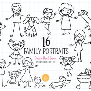 Family stick people SVG bundle, Stick kid SVG PNG hand drawn, happy family clip art, family svg, digital files. Instant download.