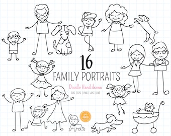 Family stick people SVG bundle, Stick kid SVG PNG hand drawn, happy family clip art, family svg, digital files. Instant download.