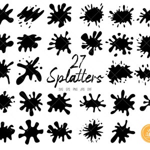 27 blob shape silhouette Paint splatters SVG cut files tag, instant download digital files, svg, dxf, eps, png, jpg