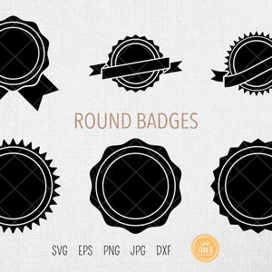 Banner svg, Collection of 6 retro fill round shaped badges SVG, banner, labels SVG tag, dxf, eps, png, jpg for cricut cut file Easy Cut.